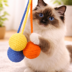 Jouet pour chat – balles en corde suspendues